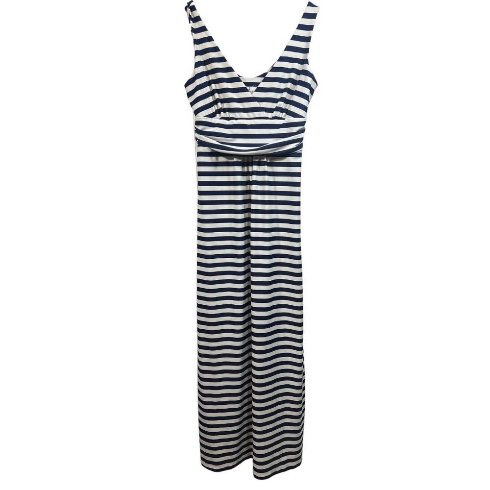 Jude Connally Penelope Maxi Dress Navy Blue White Coastal Stripe Small Casual